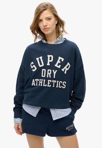 Superdry Sweatshirt 'Athletic Essentials' in Blauw: voorkant