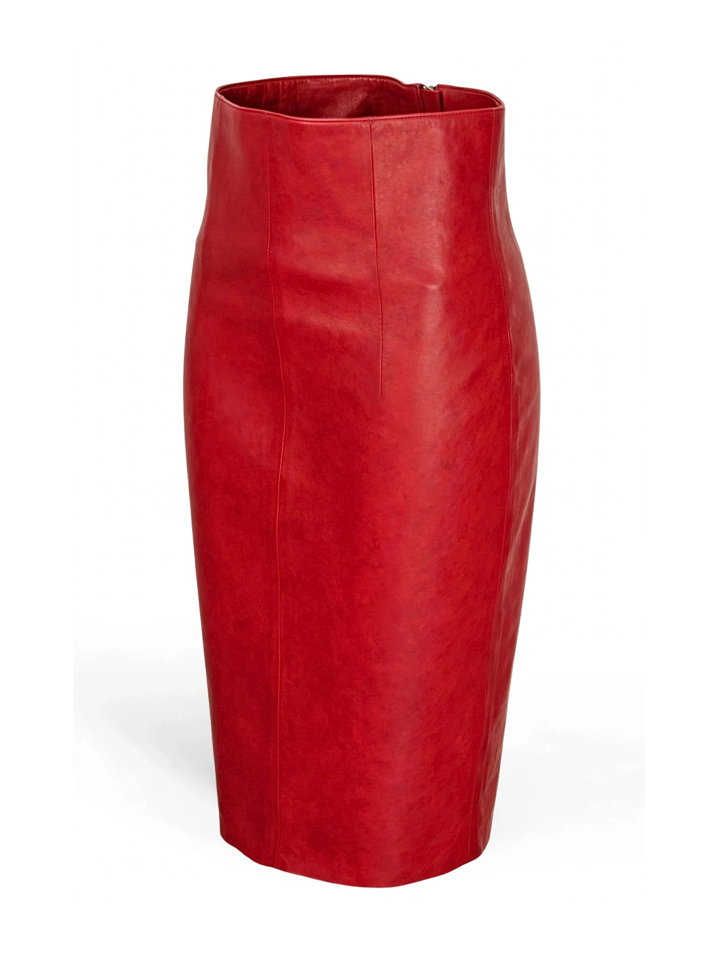 Jupe 'Lederrock Hohe Taille super Echtleder Lammnappa rot' Be  Noble en rouge