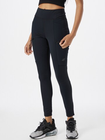 4F Slim fit Sports trousers in Black: front