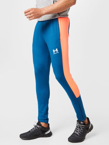 UNDER ARMOUR Skinny Športové nohavice 'Challenger' - Modrá: predná strana