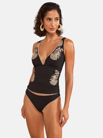 Slip bikini di love & roses in nero: frontale