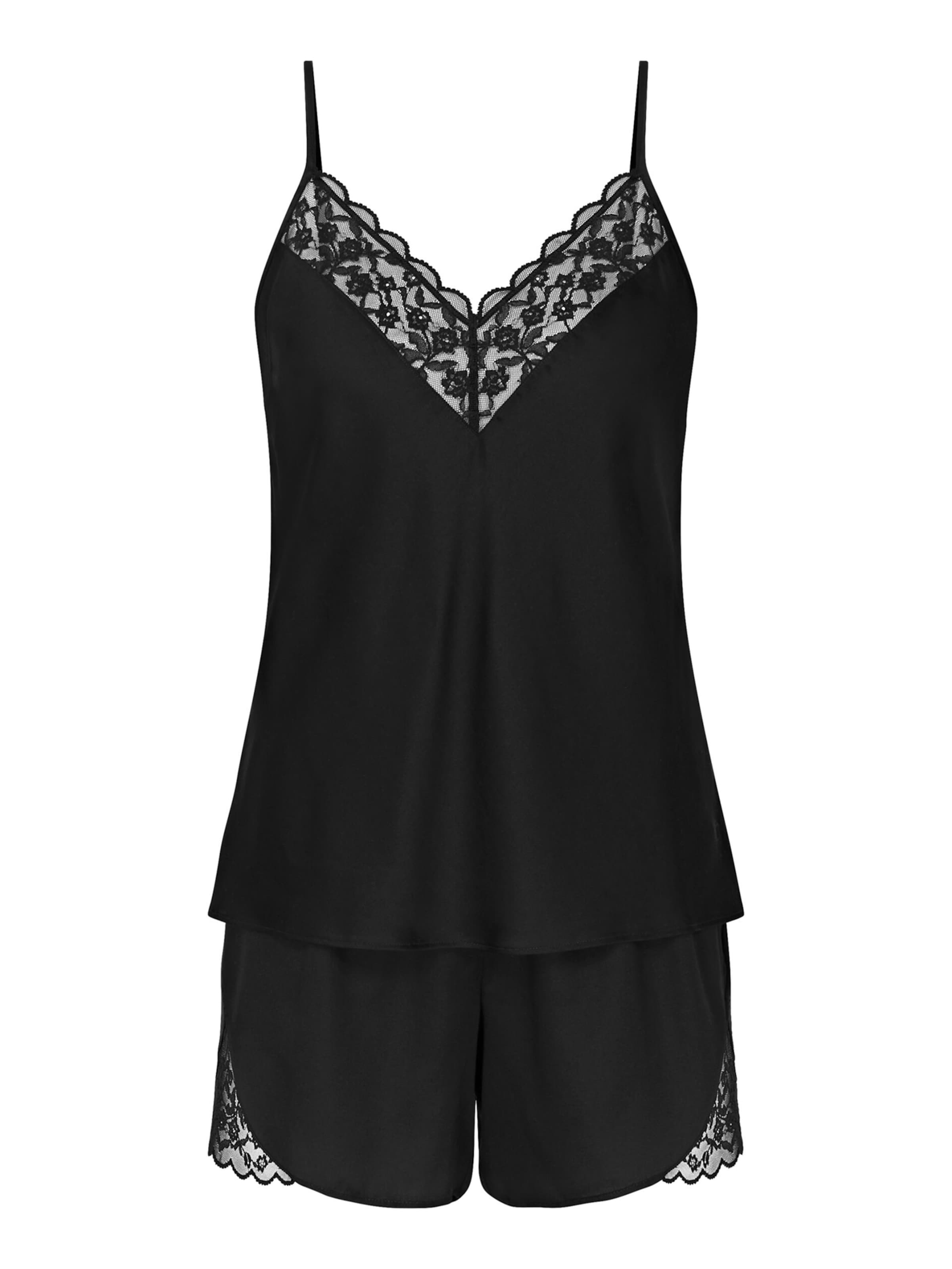 TRIUMPH - Pijama ' Wild Azalea Florale ' en negro: frente