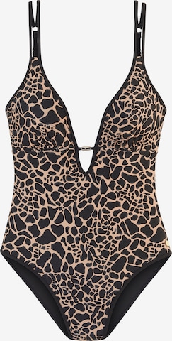 LASCANATrokutasti Jednodijelni kupaći kostim - crna boja: prednji dio