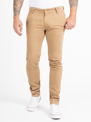 Indumentum Slim fit Chino Pants in Brown: front