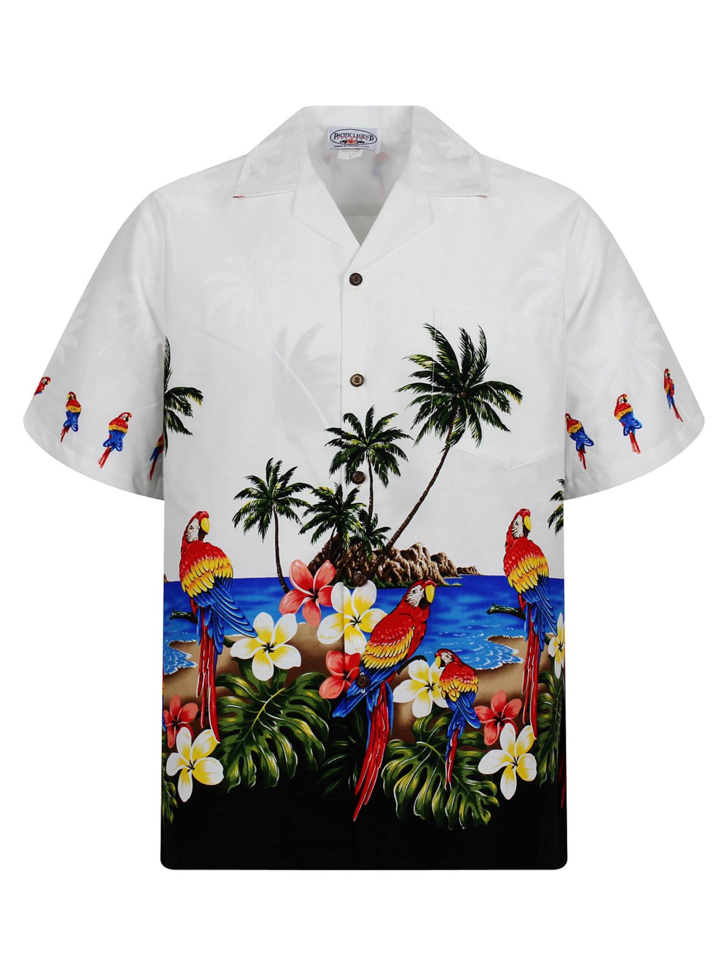 Pacific Legend Regular fit Button Up Shirt 'Papagei' in White: front