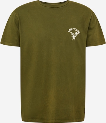 GUESS - Camiseta 'LIVE YOUNG' en verde: frente