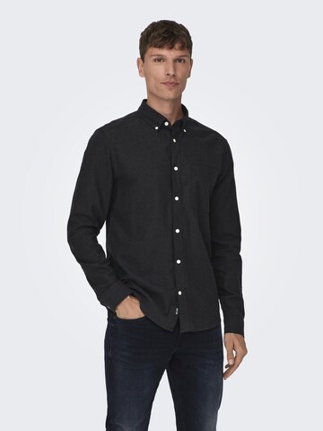 Slim fit Cămașă 'Onsgudmund' de la Only & Sons pe negru: față