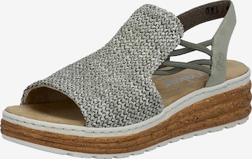 Sandales 'Santiago Sandalen mit Keilabsatz und Gummizug' Rieker en vert : devant