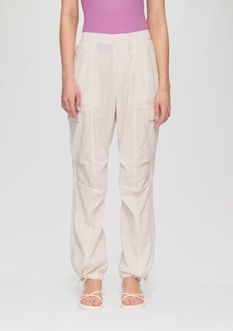 QS Wide leg Cargo Pants in Beige: front