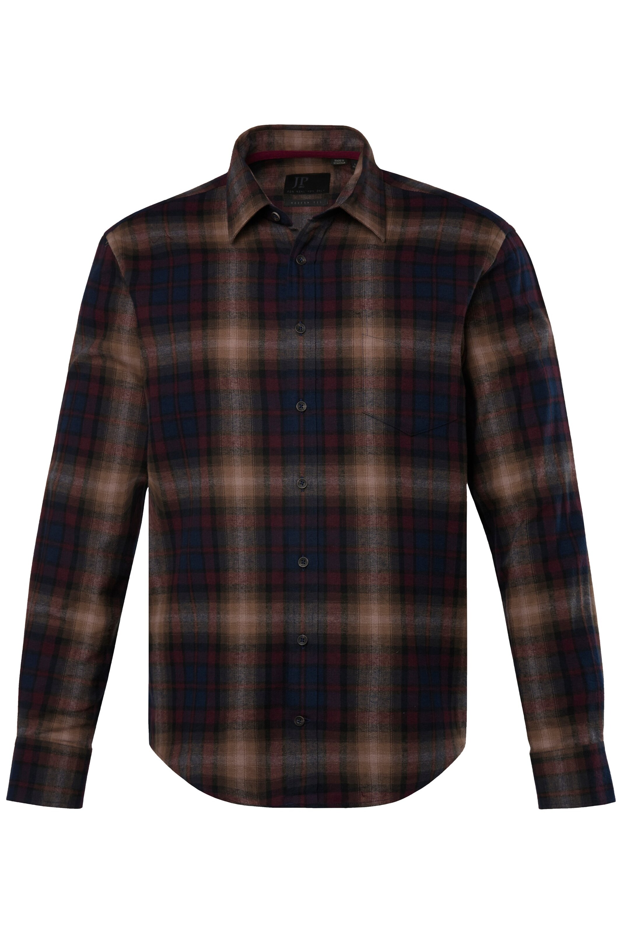 JP1880 Comfort fit Overhemd in Bruin: voorkant