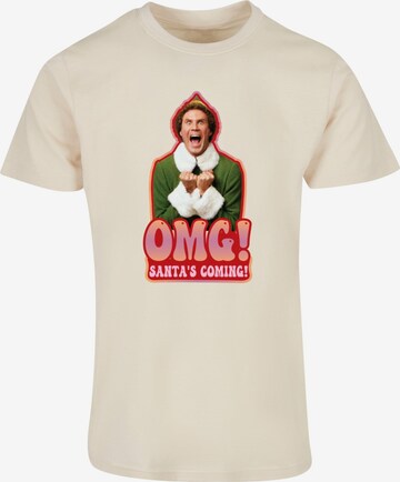 ABSOLUTE CULT Shirt 'Elf - Santa Is Coming' in Beige: voorkant