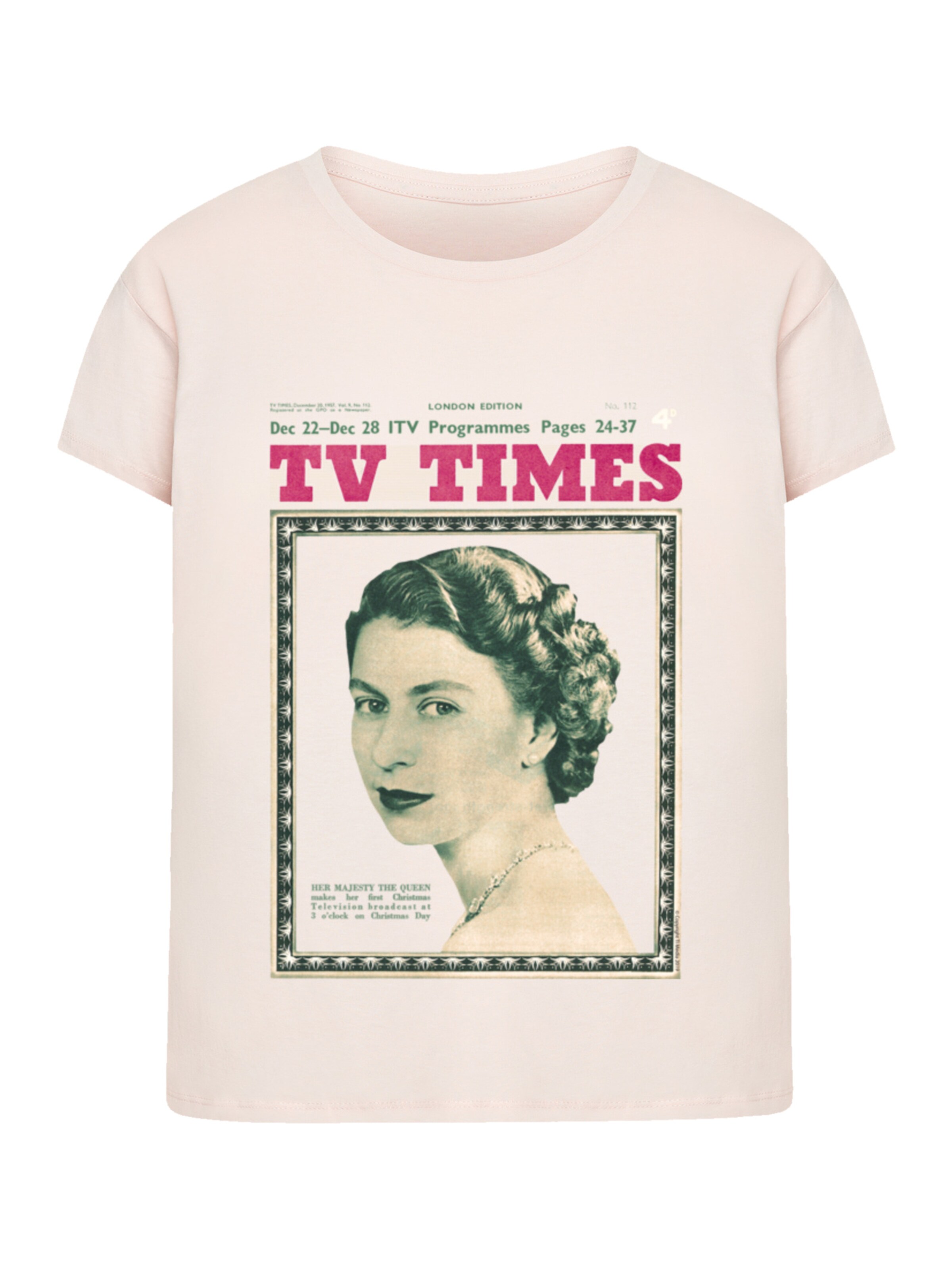 T-shirt 'TV Times Queen Elizabeth II 1957 Cover' F4NT4STIC en rose : devant