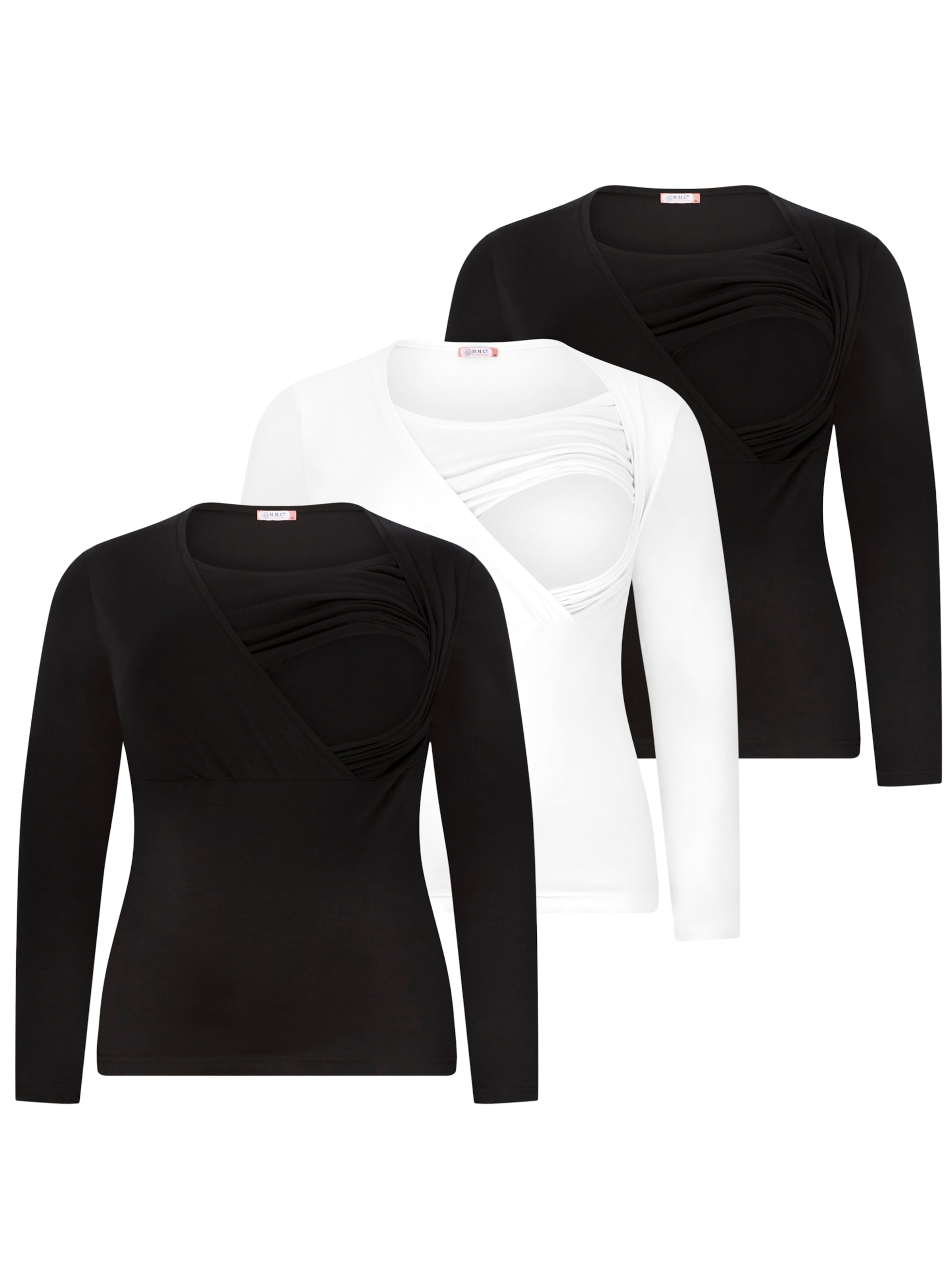 M.M.C. Shirt 'Stillshirt Langarm' in Black / White, Item view
