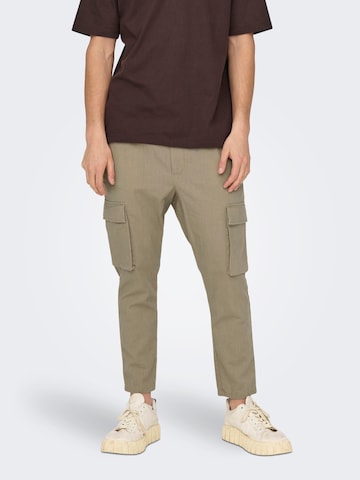 Effilé Pantalon 'Linus' Only & Sons en beige : devant