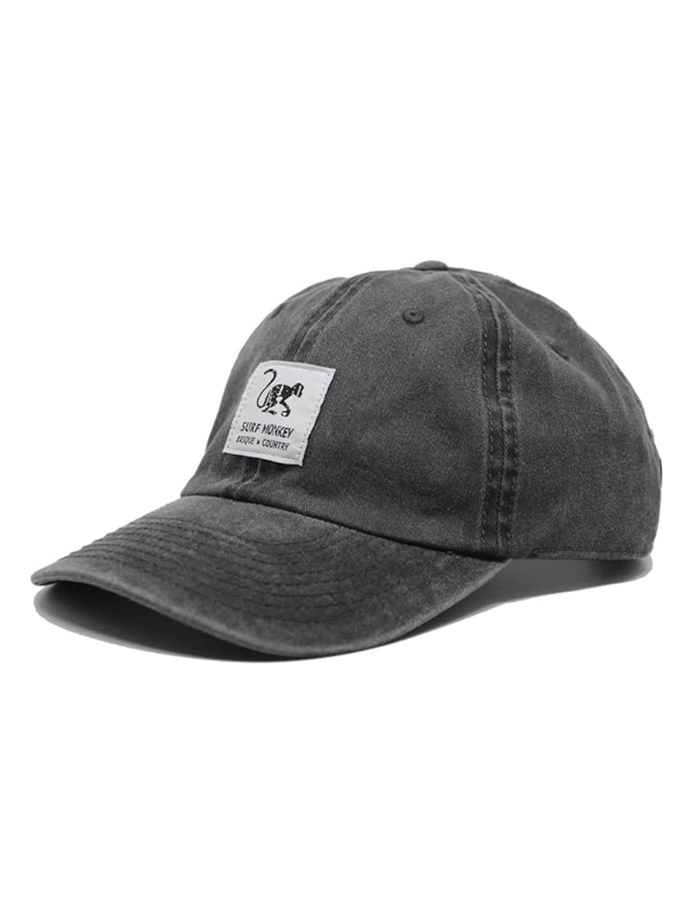 Surf Monkey Athletic Cap in Black: front