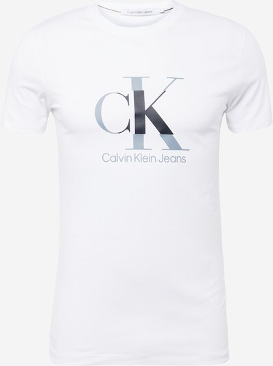 Calvin Klein Jeans Тениска в сребърно сиво / черно / бяло, Преглед на продукта