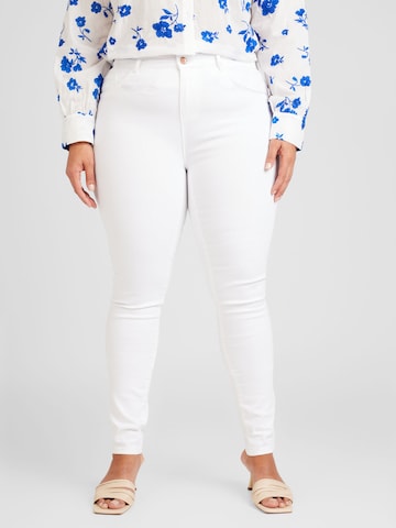 ONLY Carmakoma - Skinny Calças de ganga 'THUNDER' em branco: frente