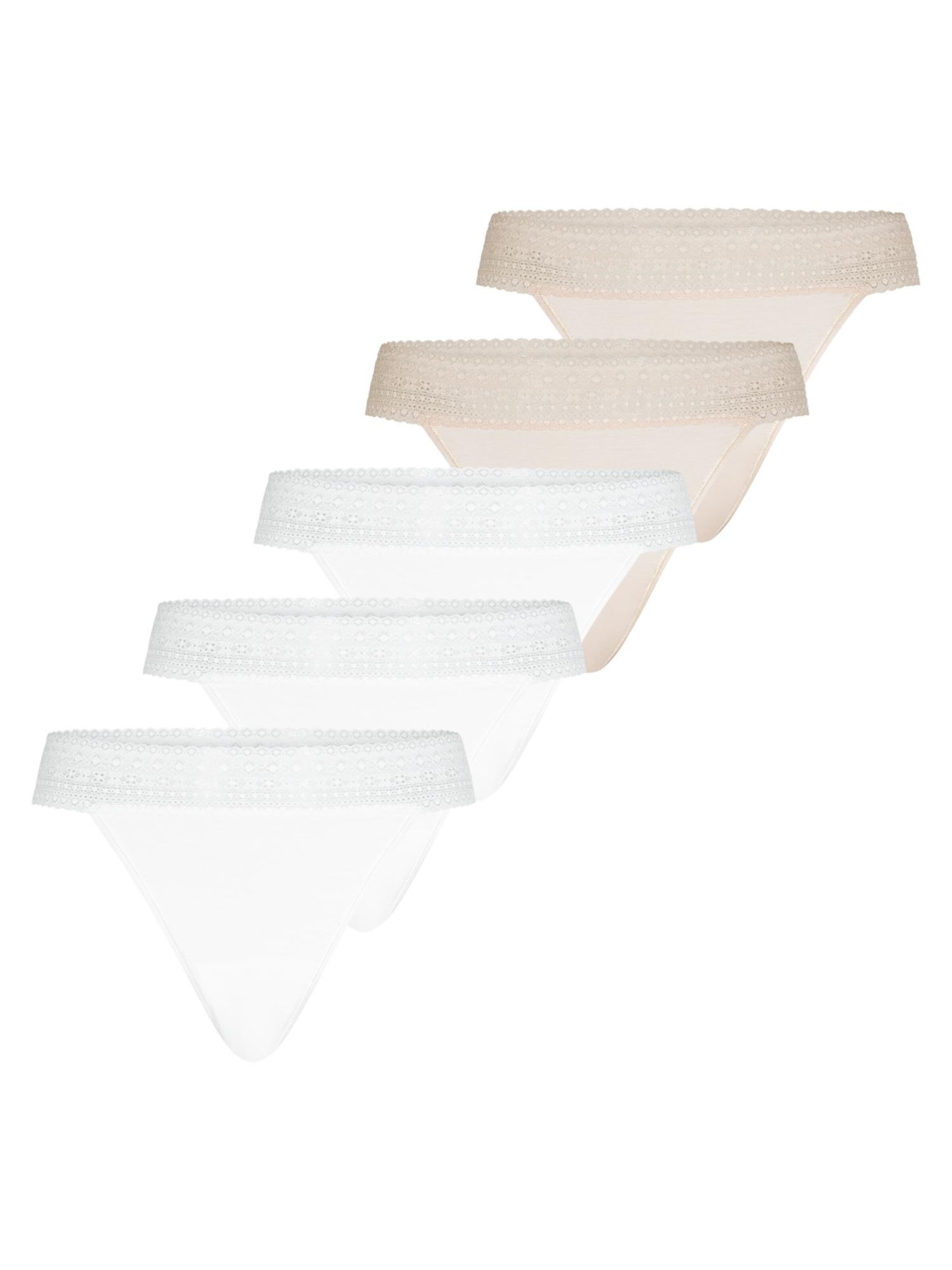 Mey Thong 'Modal Lace' in Beige: front