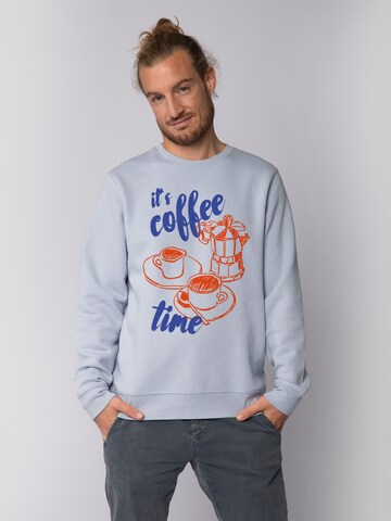 Watapparel Sweatshirt 'Its Coffee Time' in Blue: front