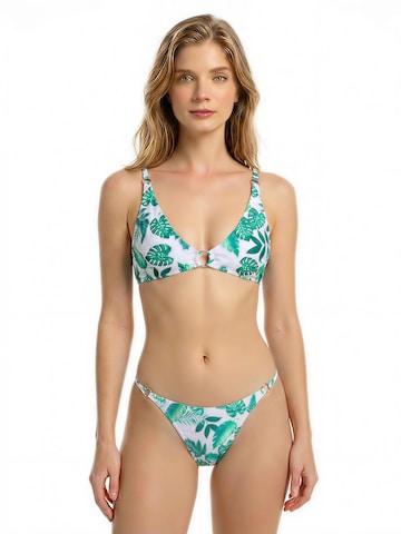 BONVERANO Classic Bikini 'Damen Bikini Set mit O• Ring und Tropenprint' in Green: front