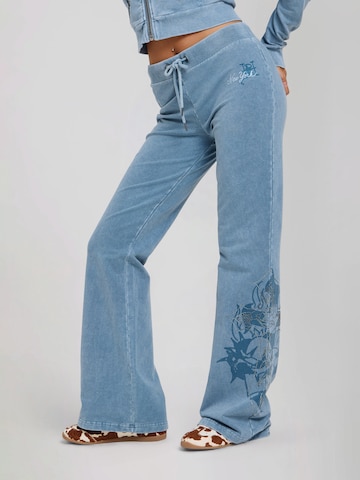 Ed Hardy Wide leg Παντελόνι σε μπλε: μπροστά