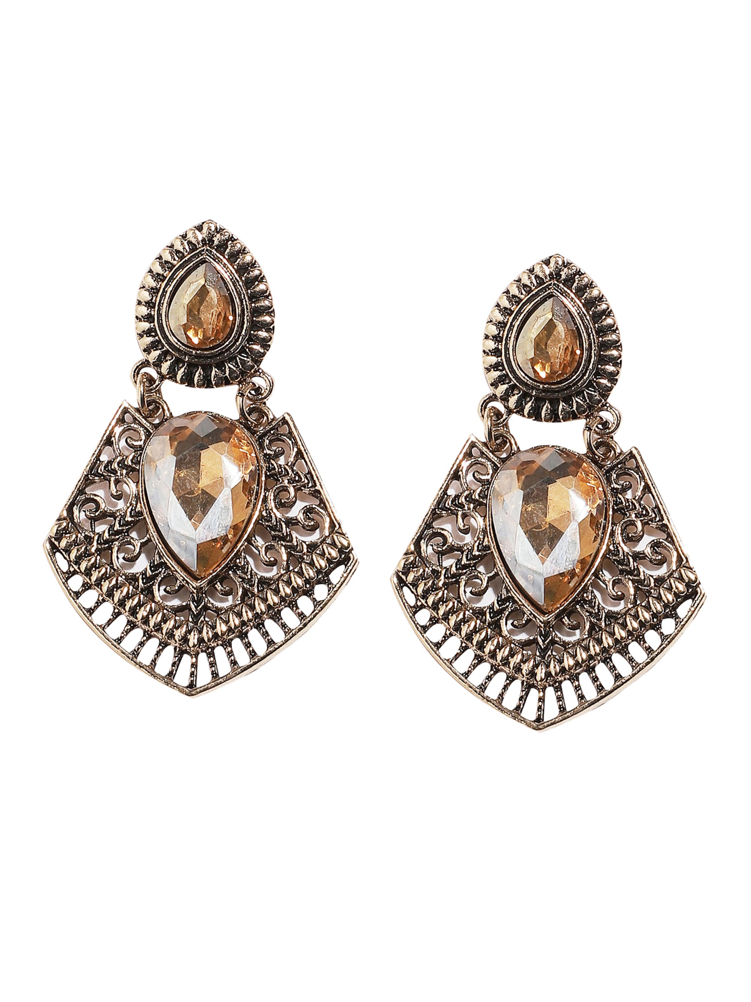 SOHI Ohrringe ' Asceline ' in Braun: Vorderseite