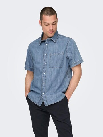 Only & Sons - Ajuste regular Camisa 'STEEN' en azul