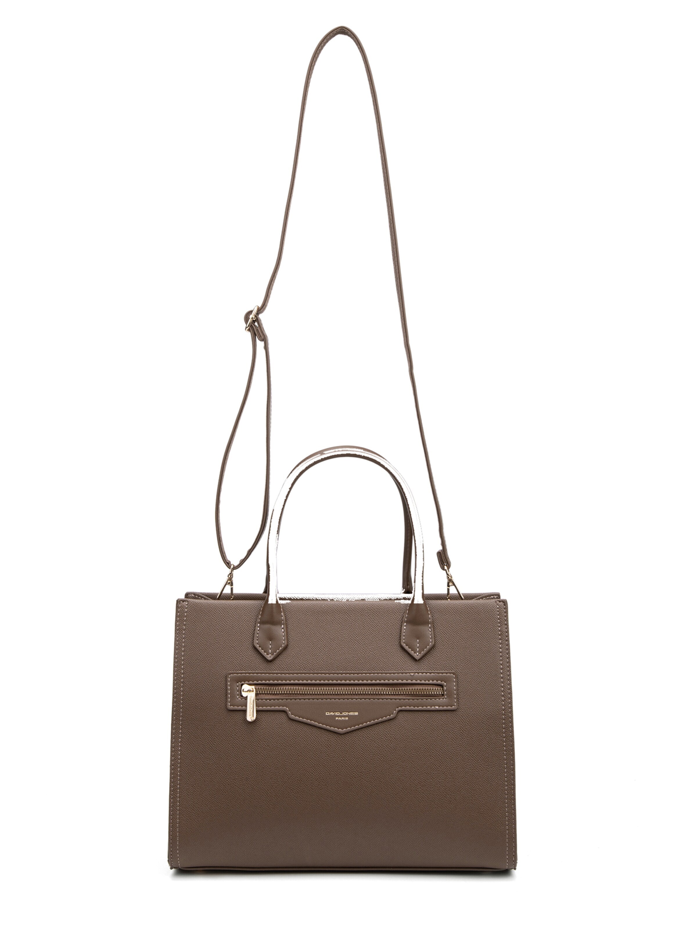 Borsa a mano 'Borsa a Mano Donna Vegan Leather con Zip e Tracolla Rimovibile - David Jones' di David Jones in marrone