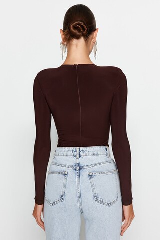 Trendyol Shirt Bodysuit in Brown