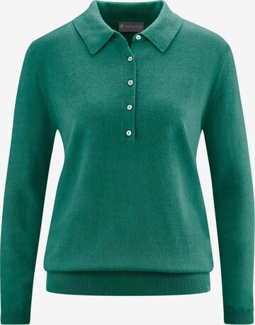 HempAge Sweater ' Polo Knit ' in Green: front