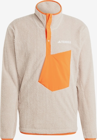 ADIDAS TERREX Športový sveter 'Xploric High-Pile-Fleece Pullover' - Béžová: predná strana