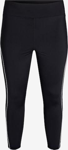 juoda Active by Zizzi Siauras Sportinės kelnės 'Ananna': priekis