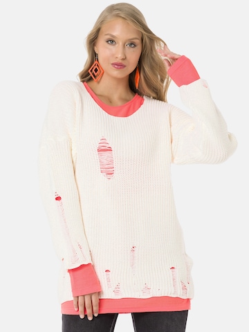 Pull-over CIPO & BAXX en blanc : devant