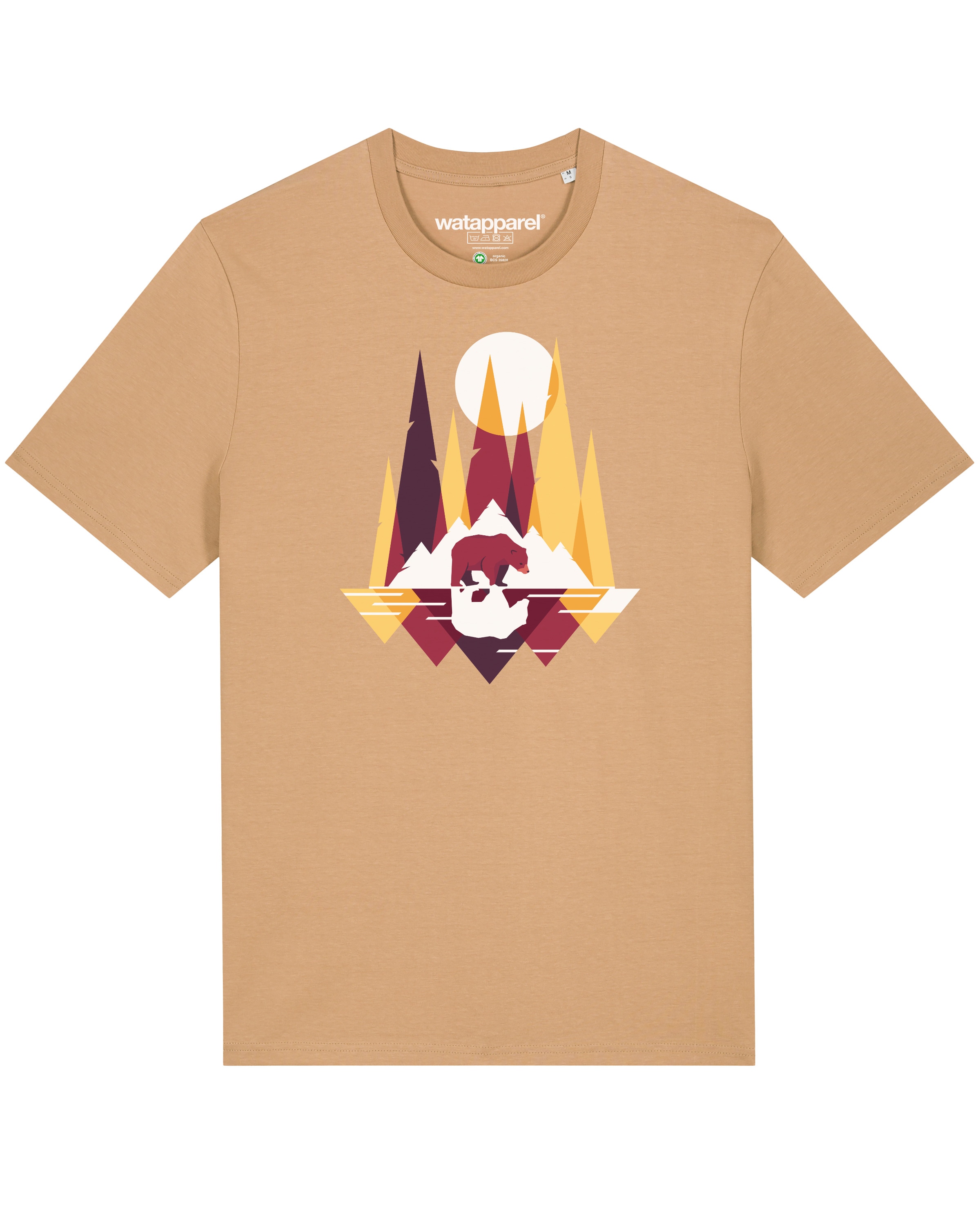 Maglietta ' Von Bären und Bergen ' di Watapparel in beige: frontale