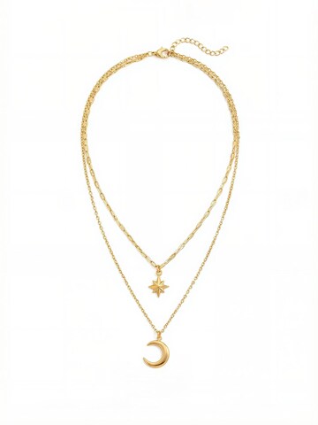 Nemomatheo Necklace 'Nachthimmel – Elegante Schichtkette mit Mond & Stern' in Gold: front