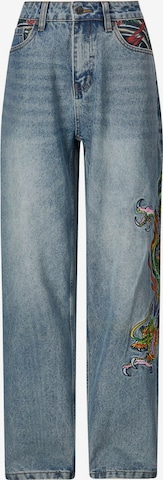 Largi Jeans 'Crawling Dragon' de la Ed Hardy pe albastru: față