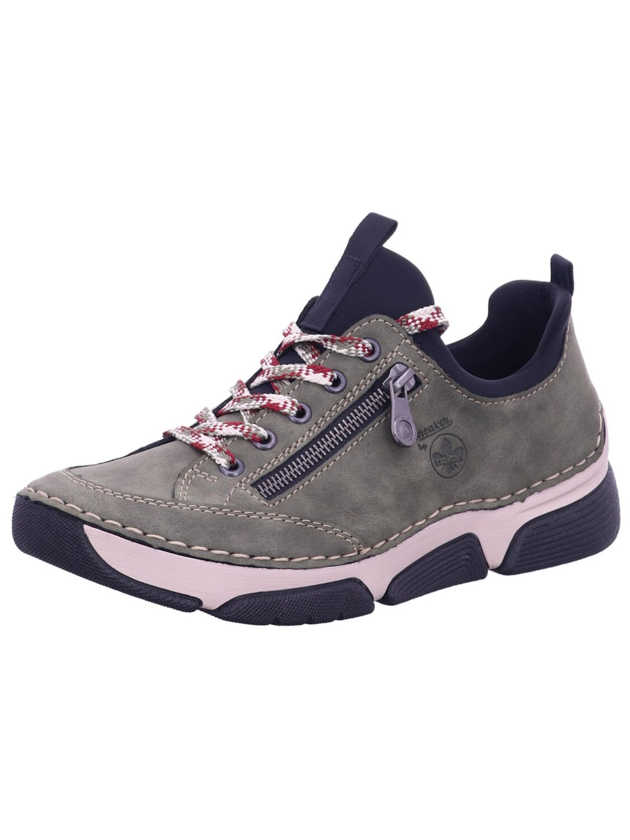 Rieker Sneakers laag 'Schnürschuh Damen 45973 54 Leder-Mix in grün' in Groen: voorkant