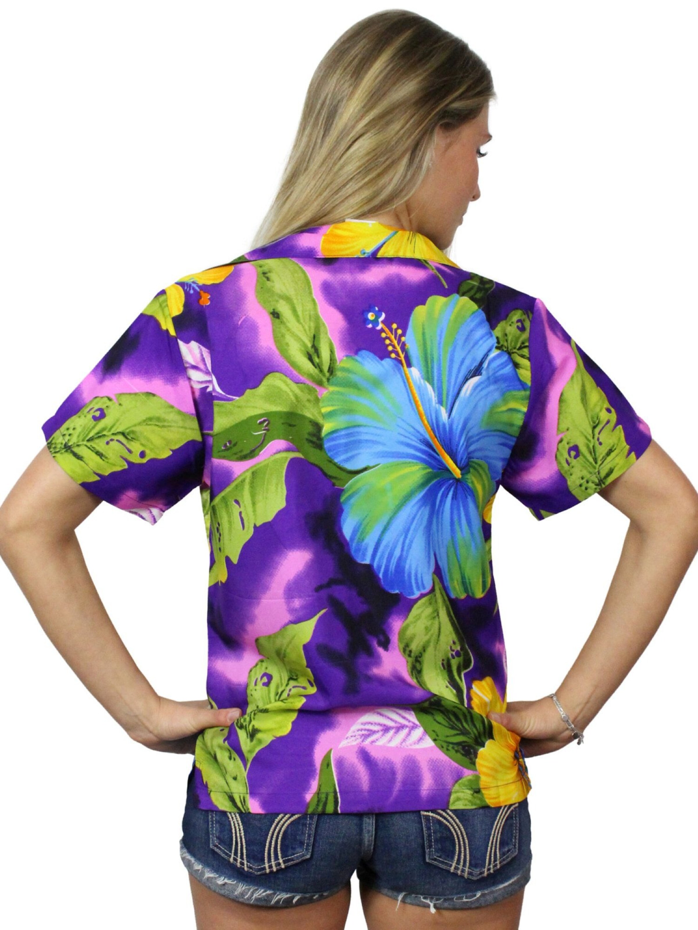 King Kameha Blouse 'Big Flower' in Purple