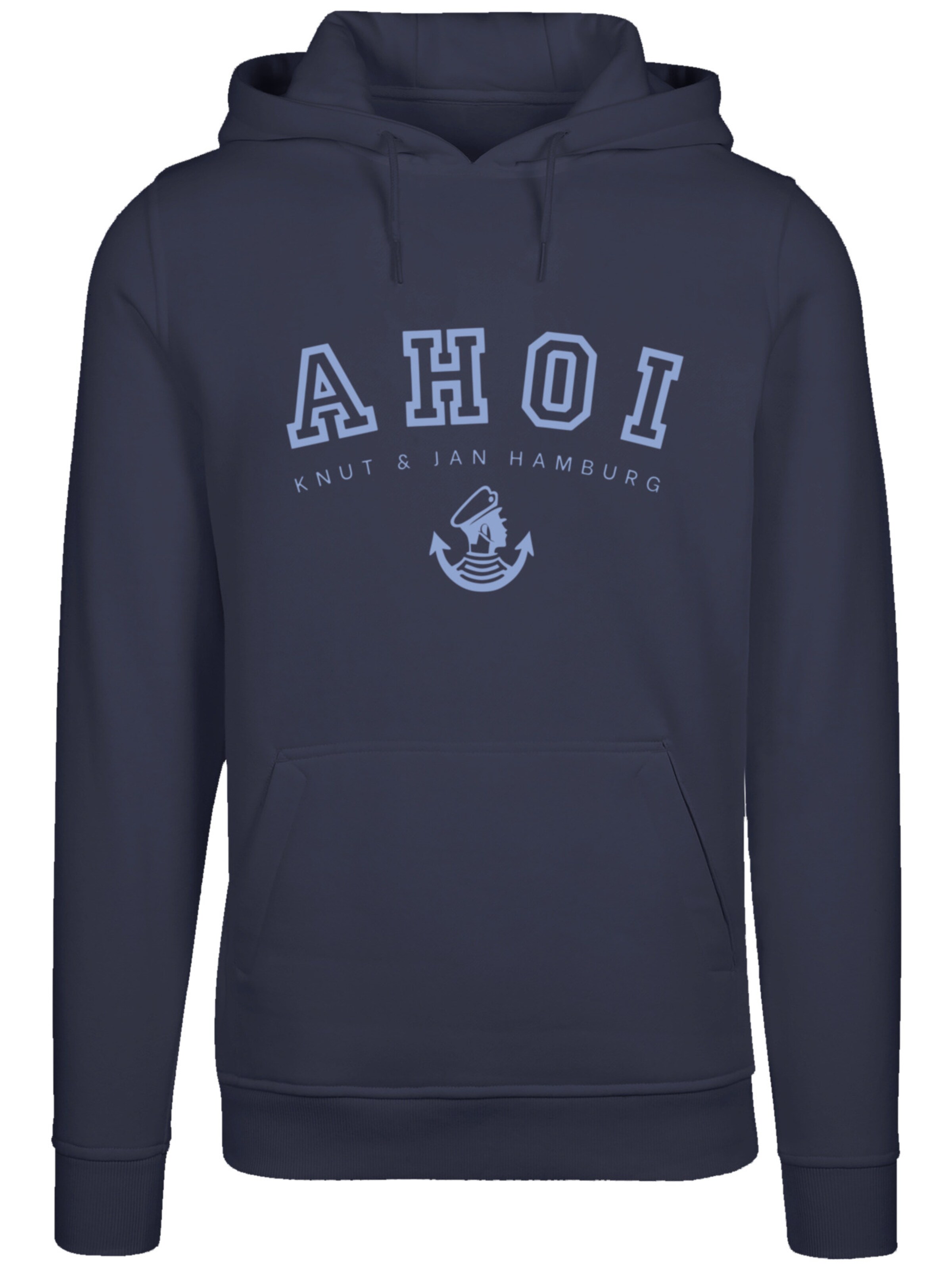 F4NT4STIC Sweatshirt 'Ahoi Knut & Jan Hamburg' in Blau: Vorderseite