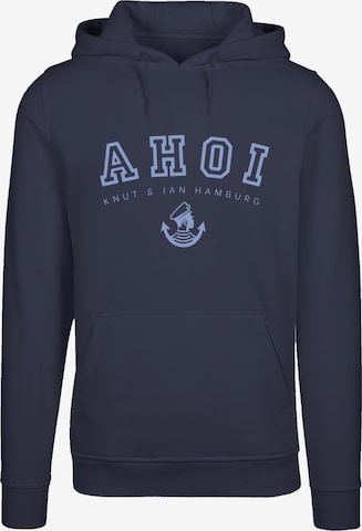F4NT4STIC Sweatshirt 'Ahoi Knut & Jan Hamburg' in Blau: Vorderseite