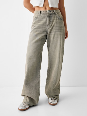 Bershka Wide Leg Jeans in Grau