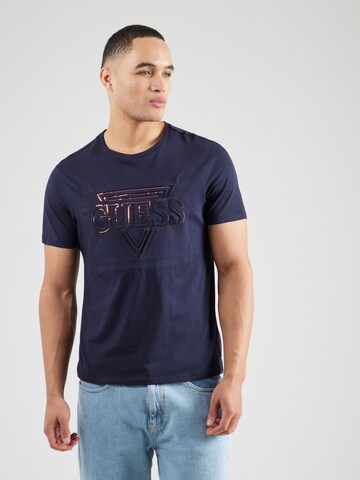 T-Shirt GUESS en bleu : devant