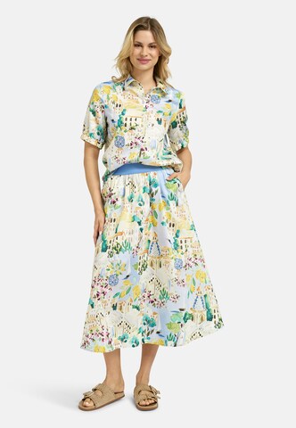 Milano Italy Bluse Kurzarm mit Dolce Vita Print in Blau