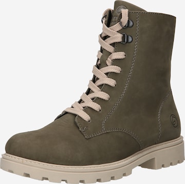 REMONTE Lace-Up Ankle Boots in Green: front