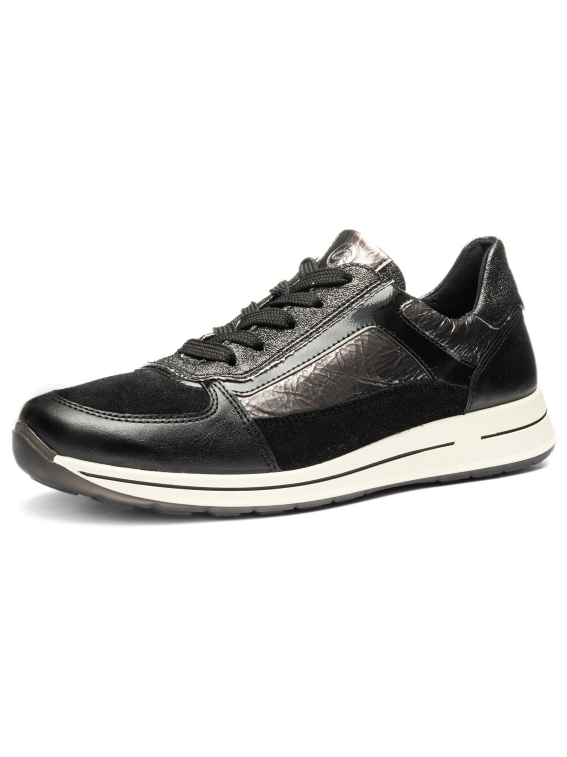 ARA Låg sneaker 'Sportlicher Schnürschuh Damen 12-24826-01 Rauleder in schwarz' i svart: framsida