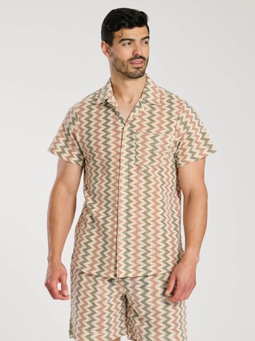 South Beach Comfort fit Overhemd in Beige: voorkant