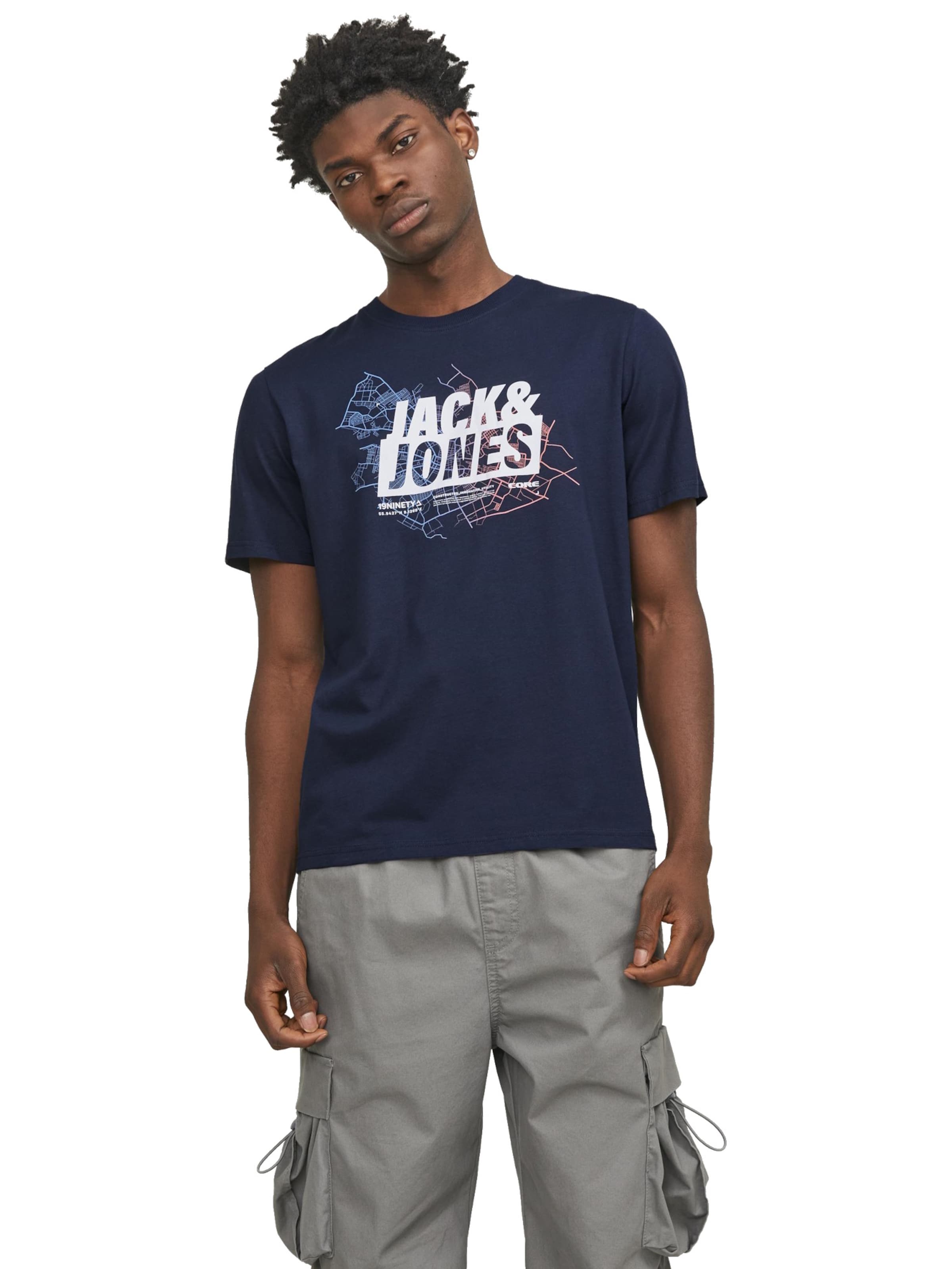 JACK & JONES T-Shirt 'Map' in Blau