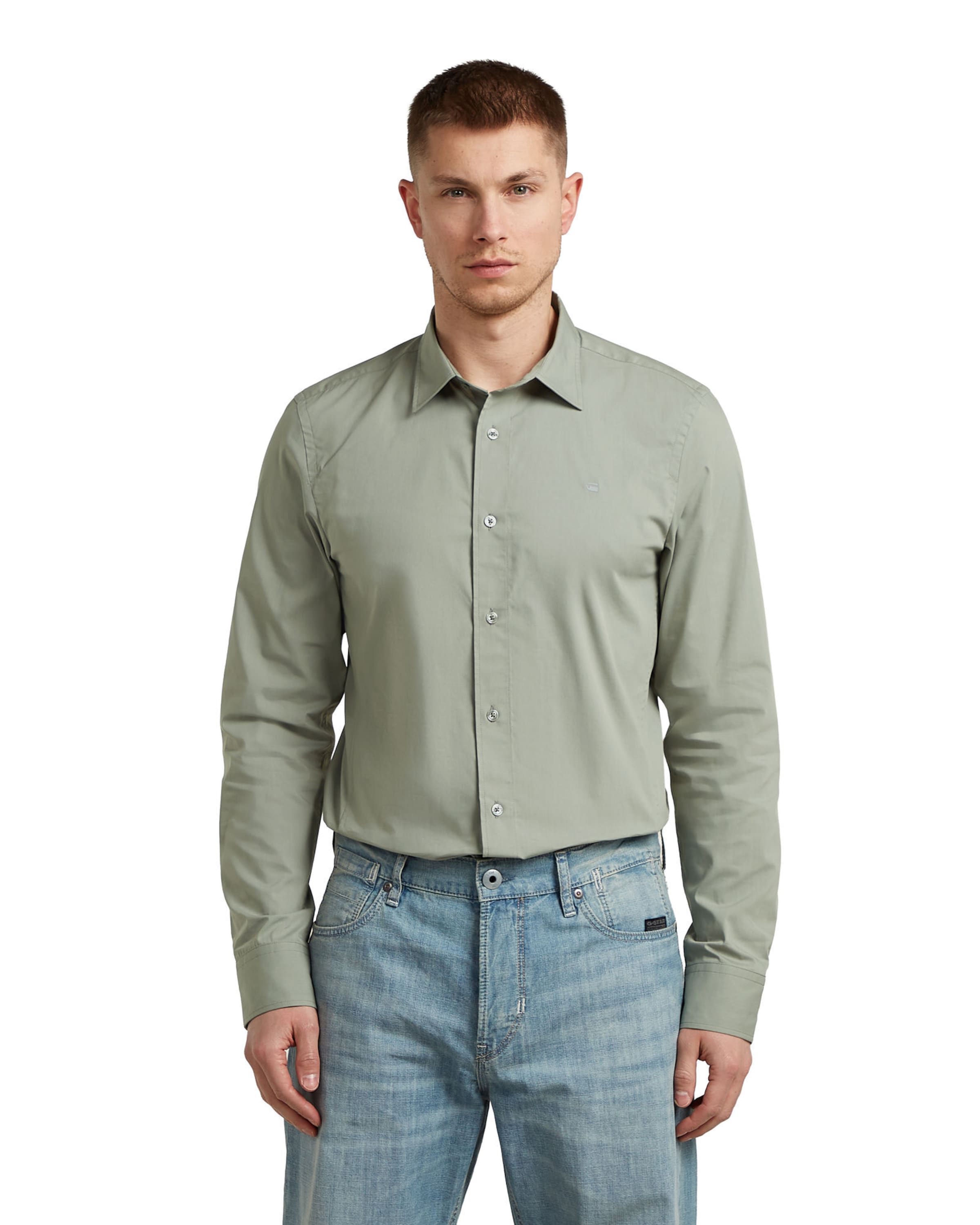 G-STAR Slim fit Zakelijk overhemd 'Uniform Slim Shirt' in Groen: voorkant