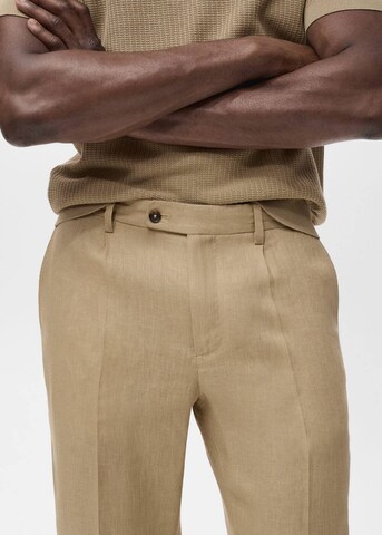 MANGO MAN Regular Pleated Pants 'Salve' in Beige