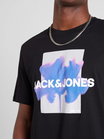 juoda JACK & JONES Marškinėliai 'FLORALS'
